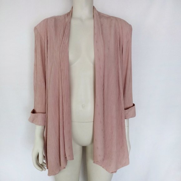 Vintage 1980s Perceptions Pink Open Front 3/4 Sleeve Light Jacket - Picture 3 of 11